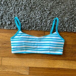 Lululemon Teal/White Striped Sports Bra 6 Yoga Spaghetti Strap